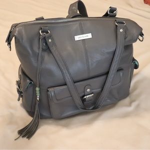 Authentic Lily Jade Meggan diaper bag in gray leather